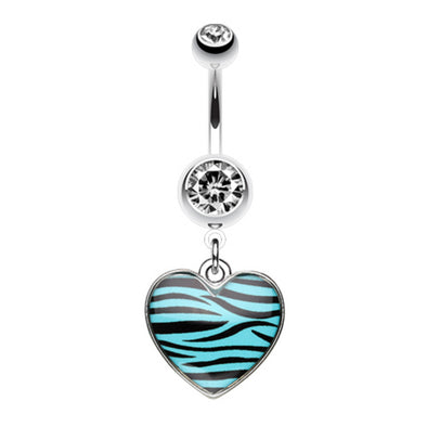 Zebra Pattern Heart Belly Button Ring-WildKlass Jewelry