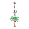 Jeweled Palm Tree Dangle Belly Button Ring-WildKlass Jewelry
