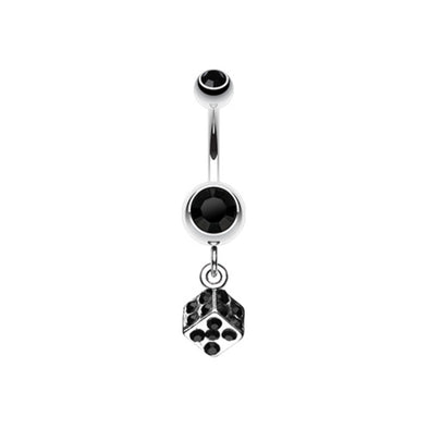 Single Dice Sparkle Belly Button Ring-WildKlass Jewelry