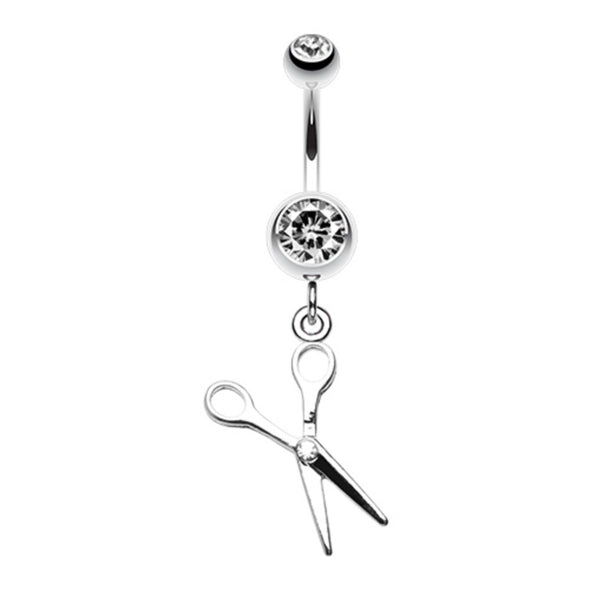 Scissor Sparkle Belly Button Ring-WildKlass Jewelry