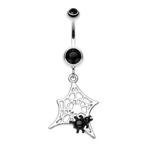 Mini Spider Cobweb Belly Button Ring-WildKlass Jewelry