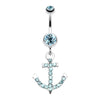 Anchor Gem Sparkle Belly Button Ring-WildKlass Jewelry