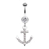Anchor Gem Sparkle Belly Button Ring-WildKlass Jewelry