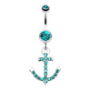 Anchor Gem Sparkle Belly Button Ring-WildKlass Jewelry