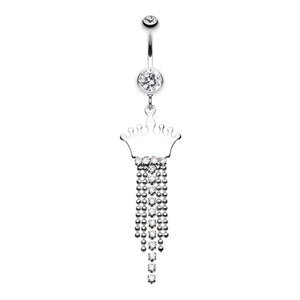 Princess Crown Jeweled Belly Button Ring-WildKlass Jewelry