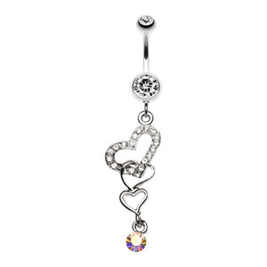 Alluring Jeweled Heart Belly Button Ring-WildKlass Jewelry