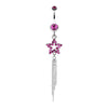 Star Sparkle Chain Drop Dangle Belly Button Ring-WildKlass Jewelry