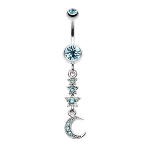 Beaming Stars and Moon Belly Button Ring-WildKlass Jewelry