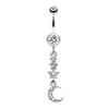 Beaming Stars and Moon Belly Button Ring-WildKlass Jewelry