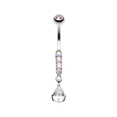 Sparkly Gem Droplet Belly Button Ring-WildKlass Jewelry