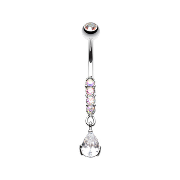 Sparkly Gem Droplet Belly Button Ring-WildKlass Jewelry