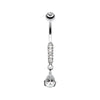 Sparkly Gem Droplet Belly Button Ring-WildKlass Jewelry