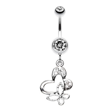 Sweet Butterfly Heart Belly Button Ring-WildKlass Jewelry