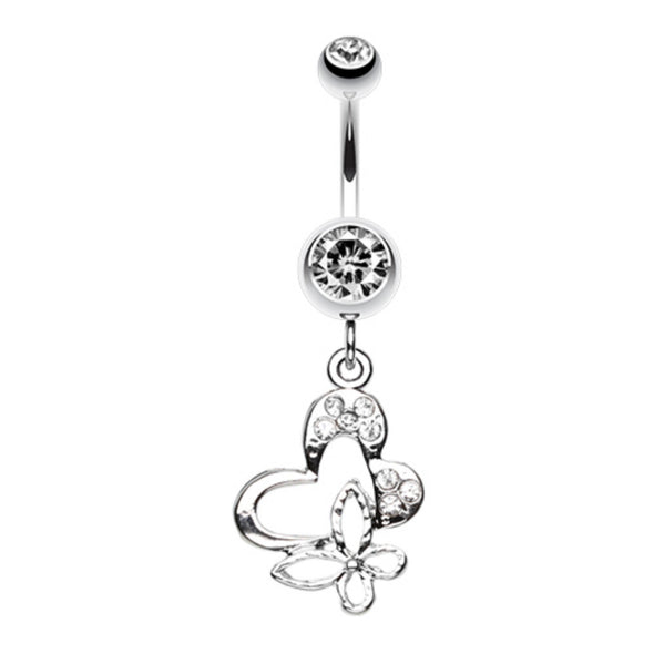 Sweet Butterfly Heart Belly Button Ring-WildKlass Jewelry
