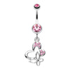 Sweet Butterfly Heart Belly Button Ring-WildKlass Jewelry
