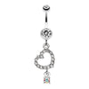 Shimmering Heart Gem Dangle Belly Button Ring-WildKlass Jewelry