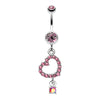 Shimmering Heart Gem Dangle Belly Button Ring-WildKlass Jewelry