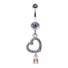 Shimmering Heart Gem Dangle Belly Button Ring-WildKlass Jewelry