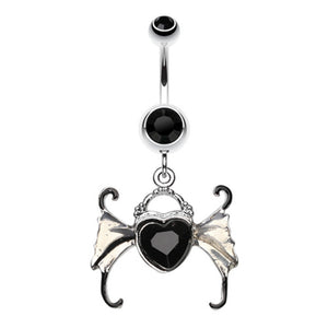 Angel Heart Wing Sparkle Belly Button Ring-WildKlass Jewelry