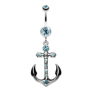 Jeweled Anchor Belly Button Ring-WildKlass Jewelry