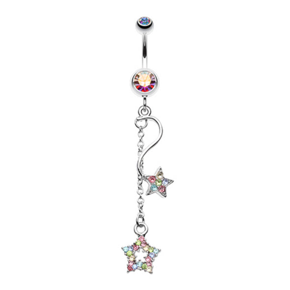 Shooting Vibrant Stars Belly Button Ring-WildKlass Jewelry