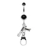 Jeweled Handgun Handcuff Belly Button Ring-WildKlass Jewelry