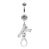 Jeweled Handgun Handcuff Belly Button Ring-WildKlass Jewelry