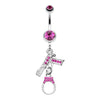 Jeweled Handgun Handcuff Belly Button Ring-WildKlass Jewelry