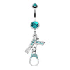 Jeweled Handgun Handcuff Belly Button Ring-WildKlass Jewelry