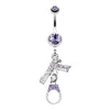 Jeweled Handgun Handcuff Belly Button Ring-WildKlass Jewelry