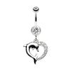 Enchanting Heart Dolphin Belly Button Ring-WildKlass Jewelry
