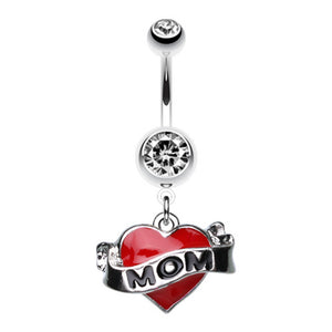 I Love 'MOM' Belly Button Ring-WildKlass Jewelry