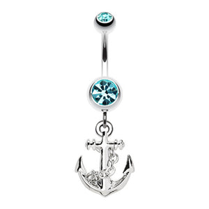 Classic Anchor Dangle Belly Button Ring-WildKlass Jewelry