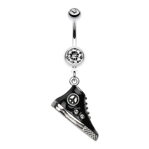 High Top Peace Sneaker Charm Belly Button Ring-WildKlass Jewelry