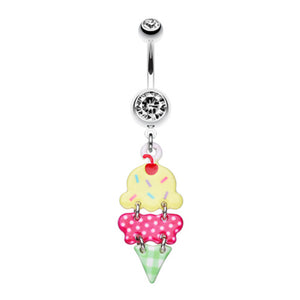 Double Scoop Ice Cream Cone Belly Button Ring-WildKlass Jewelry
