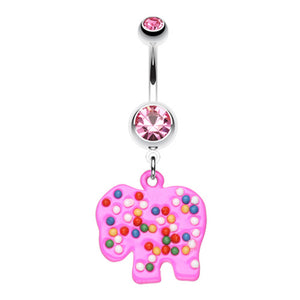 Bright Elephant Sprinkle Belly Button Ring-WildKlass Jewelry
