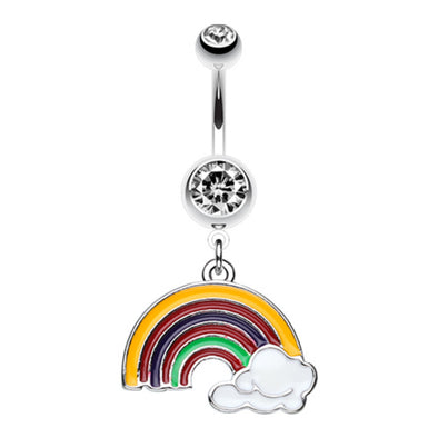 Color Blocked Rainbow Belly Button Ring-WildKlass Jewelry