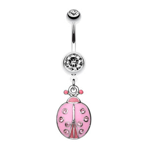 Adorable Ladybug Sparkle Belly Button Ring-WildKlass Jewelry