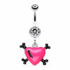 Vibrant Heart Crossbones Belly Button Ring-WildKlass Jewelry