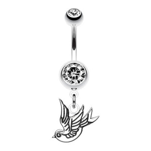 Flying Mini Swallow Belly Button Ring-WildKlass Jewelry