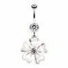 Shimmering Hearty Flower Belly Button Ring-WildKlass Jewelry