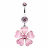 Shimmering Hearty Flower Belly Button Ring-WildKlass Jewelry