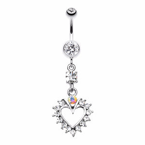 Heart Dazzle Belly Button Ring-WildKlass Jewelry
