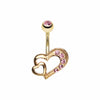 Golden Heart on Heart Belly Button Ring-WildKlass Jewelry