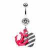 Vibrant Anchor Nautical Heart Belly Button Ring-WildKlass Jewelry