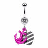 Vibrant Anchor Nautical Heart Belly Button Ring-WildKlass Jewelry