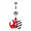 Vibrant Anchor Nautical Heart Belly Button Ring-WildKlass Jewelry