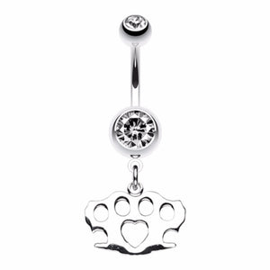 Brass Knuckle Heart Belly Button Ring-WildKlass Jewelry
