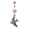 Flying Swallow Sparkle Belly Button Ring-WildKlass Jewelry