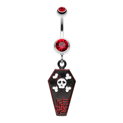 Skull & Crossbones Coffin Belly Button Ring-WildKlass Jewelry